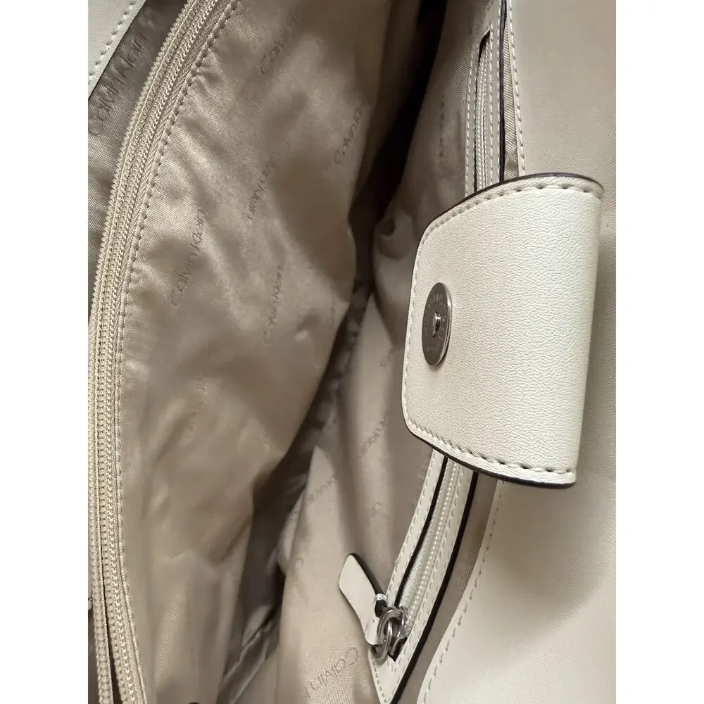 Calvin Klein East-West Zip Pocket Leather Tote